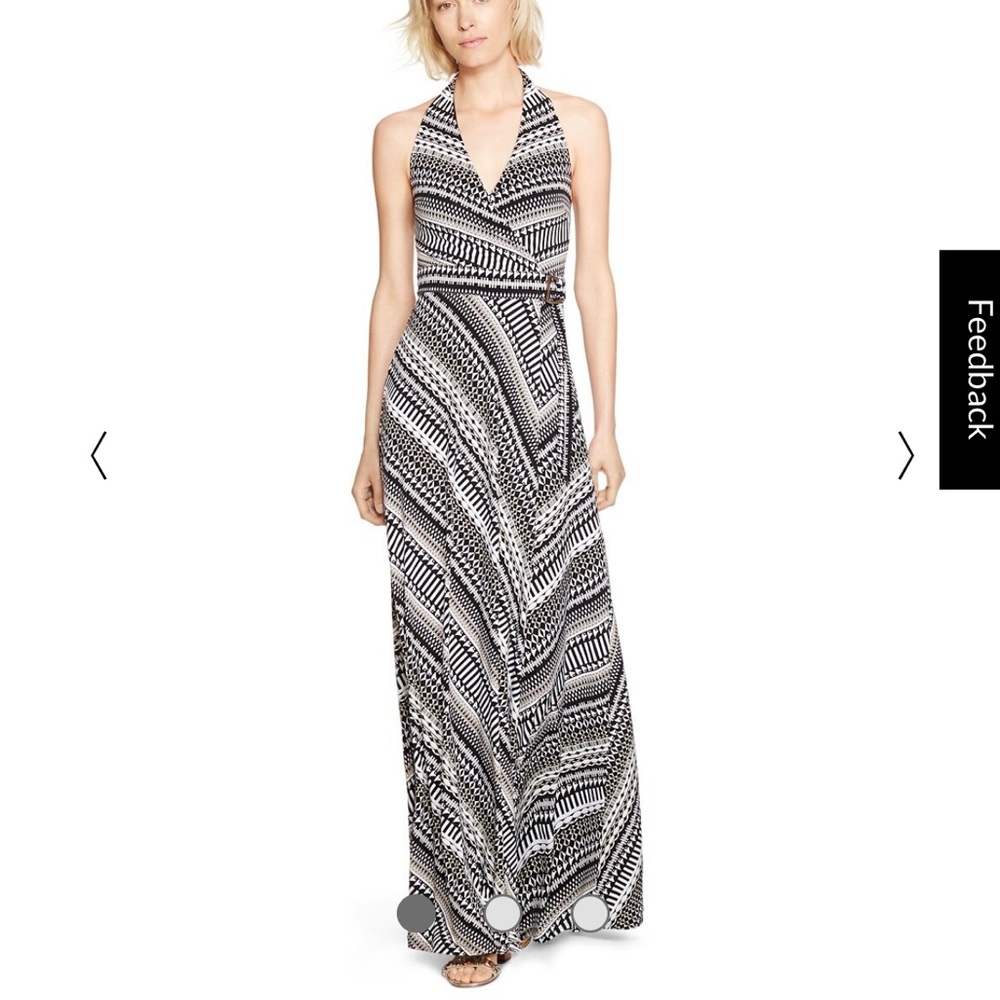 White House Black Market geo print halter maxi